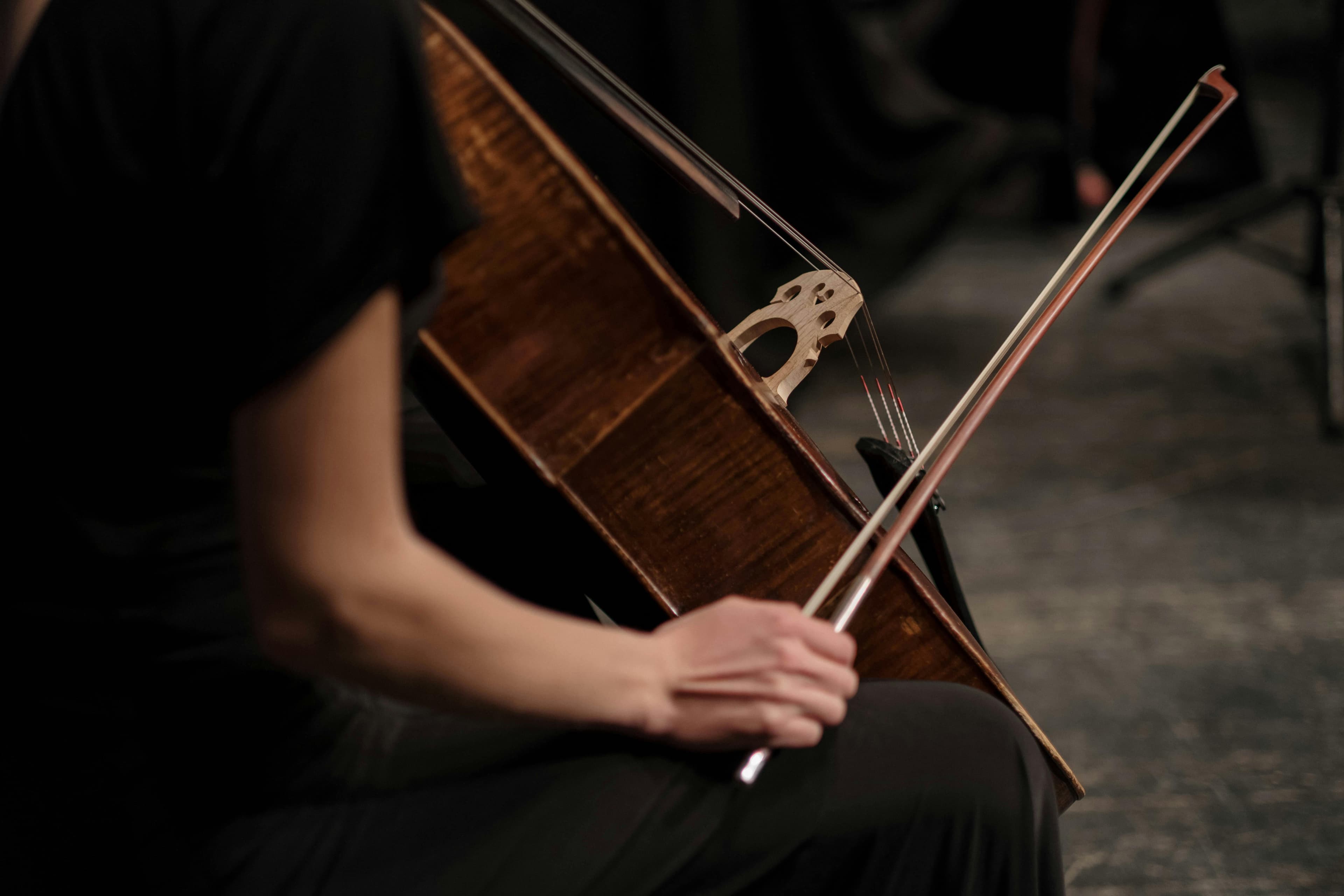 Cellist performing